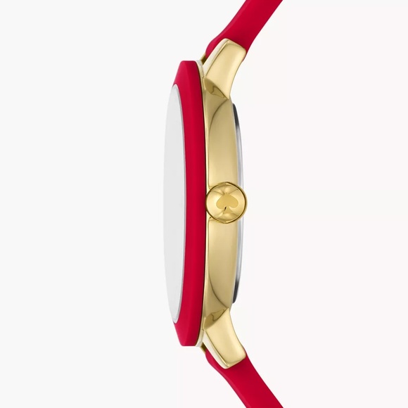 Kate Spade New York Park Row Heart Love Watch KSW1819 Red Silicone Gold 34mm NIB - Picture 2 of 9